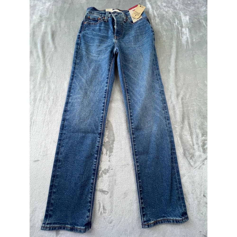 Levi's Wedgie Straight Jeans Women 24 Blue High Rise Denim 34964-0218 NWT
